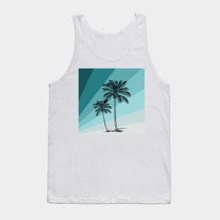 Vintage palm trees on blue Tank Top